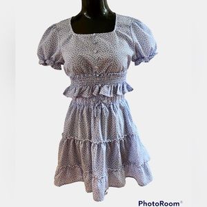 Teen/Girls SHEIN Blue Floral Two Piece Shirt and Skirt